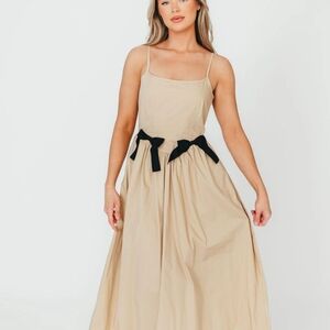 Worth Cream Sundress Square Neck Midi
